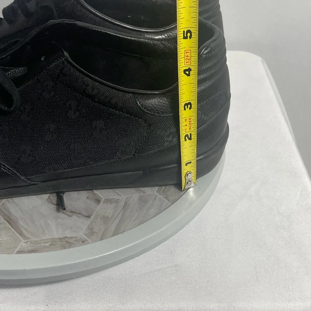 Gucci Black GG Canvas Leather Lace Up Sneakers Shoes Size 12 G